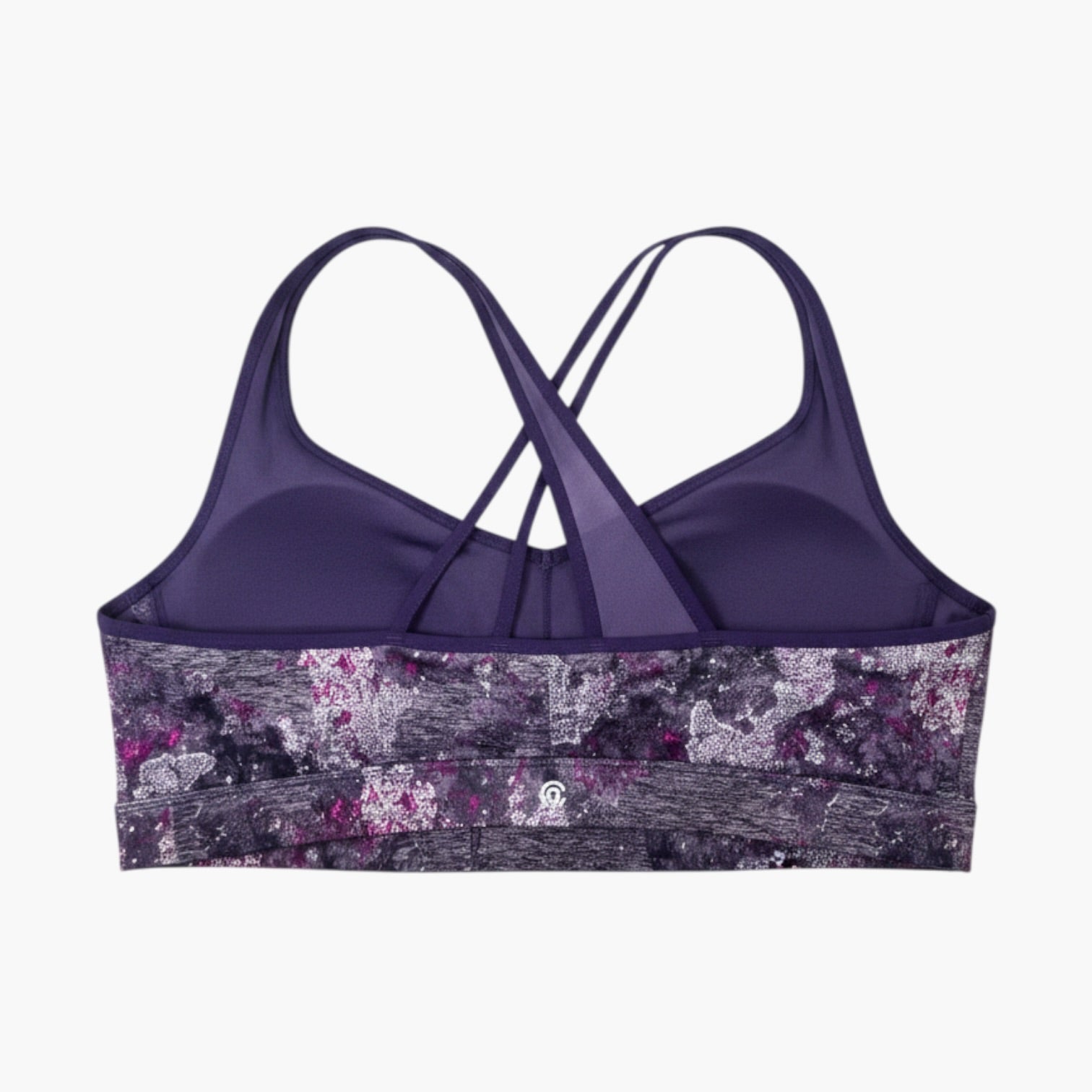 Champion Women's C9 Asymmetrical Strappy Mesh Back Sports Bra Purple Abstract XXL