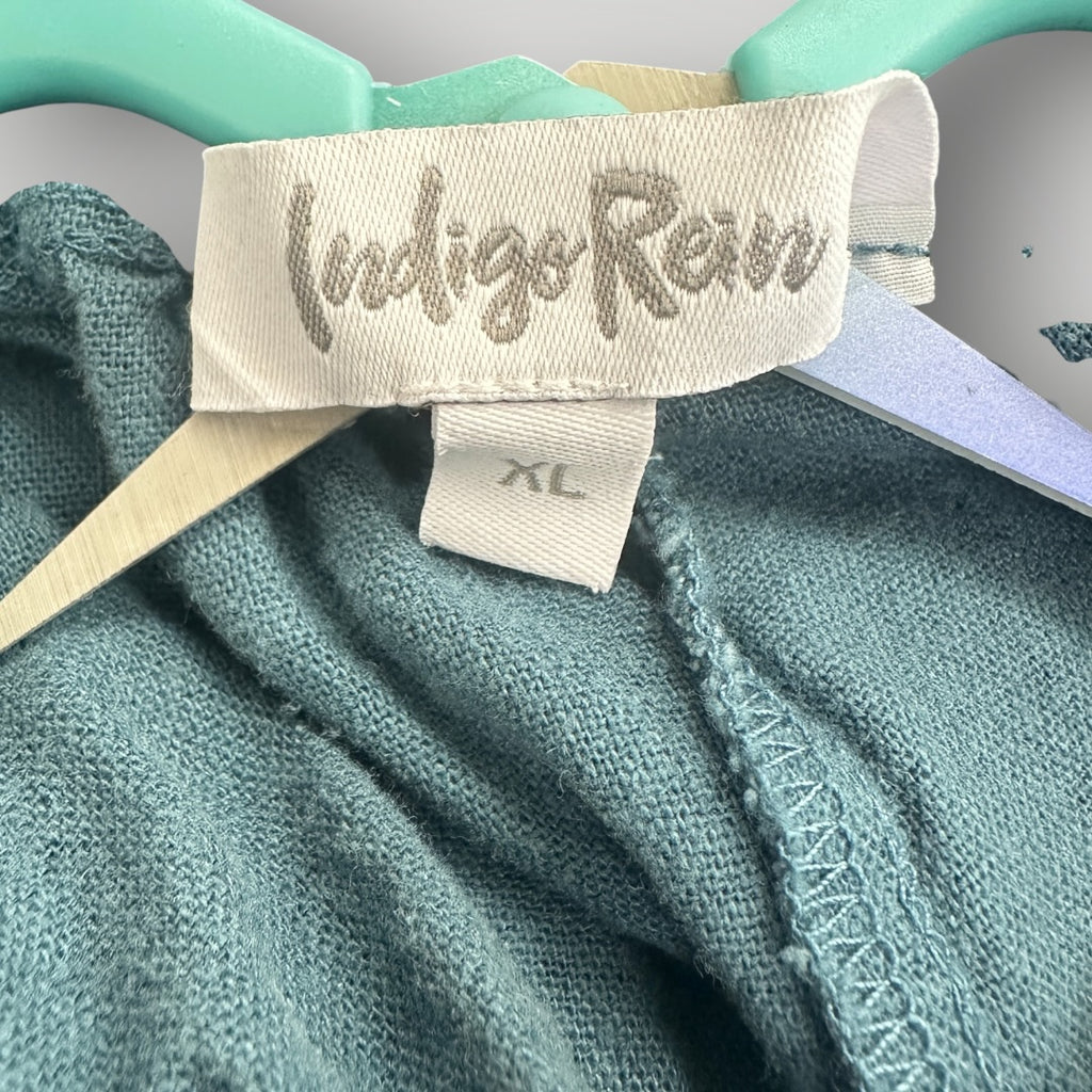 Indigo Rein Women's Linen Lounge Pants Teal Blue Wide Leg Size XL