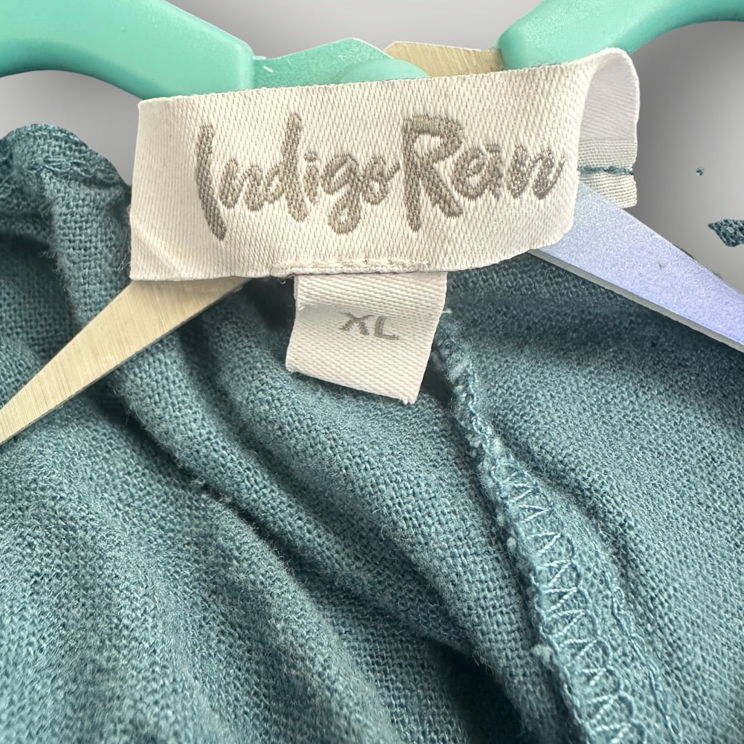 Indigo Rein Women's Linen Lounge Pants Teal Blue Wide Leg Size XL