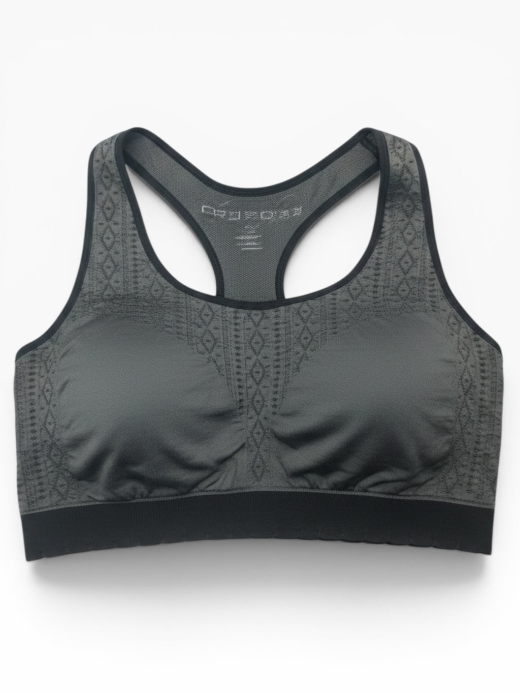 Champion Women’s Seamless Scalloped Lace Sports Bra – Echo Gray – Size 2XL