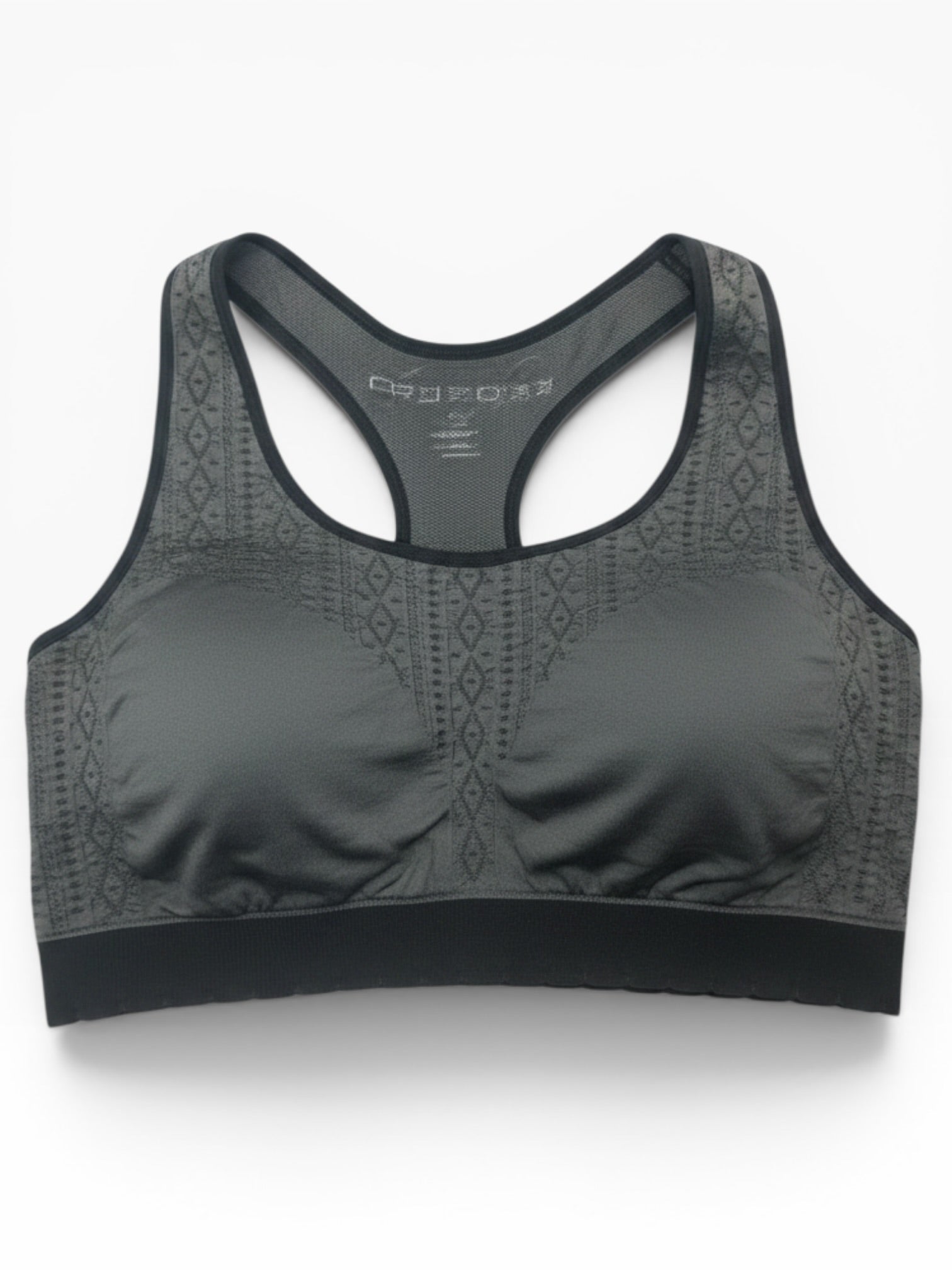 Champion Women’s Seamless Scalloped Lace Sports Bra – Echo Gray – Size 2XL