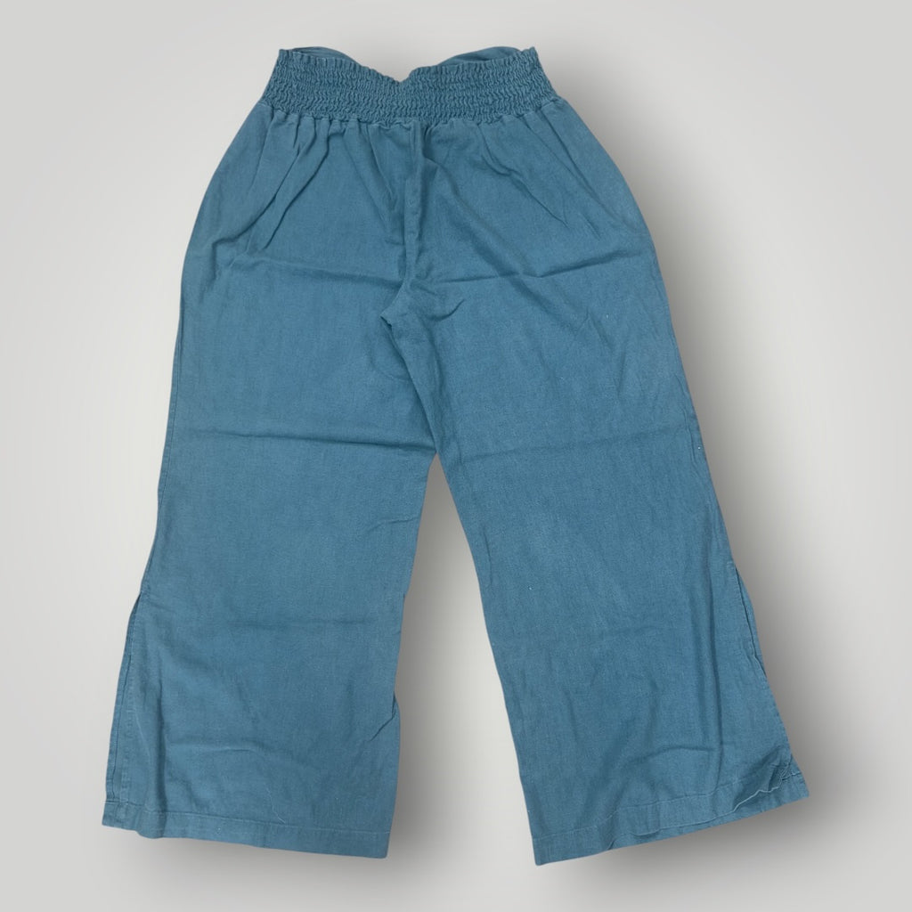 Indigo Rein Women's Linen Lounge Pants Teal Blue Wide Leg Size XL