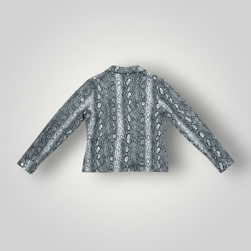 Michael Kors Matte Jersey Snake Print Point Collar V-Neck Front Twist $110 P/XL