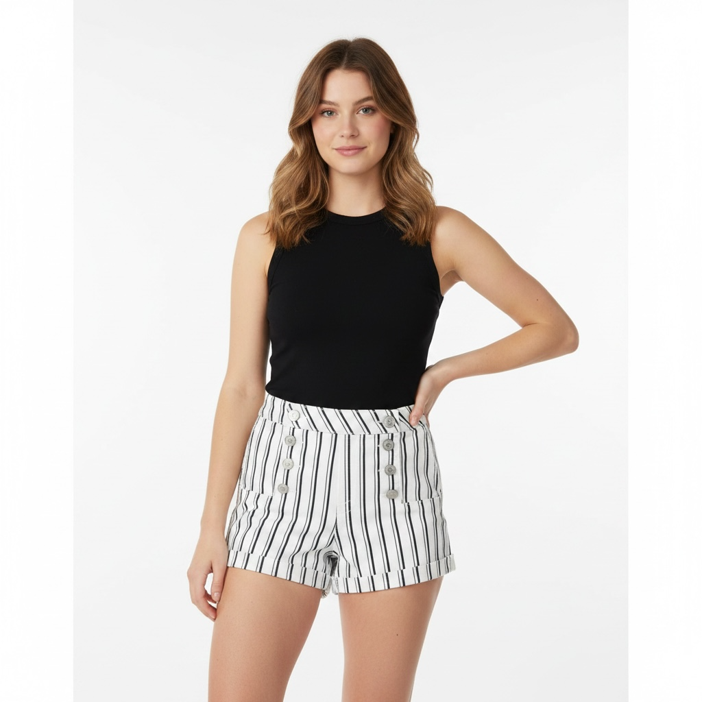 Almost Famous High-Rise Striped Chino Shorts Size 5