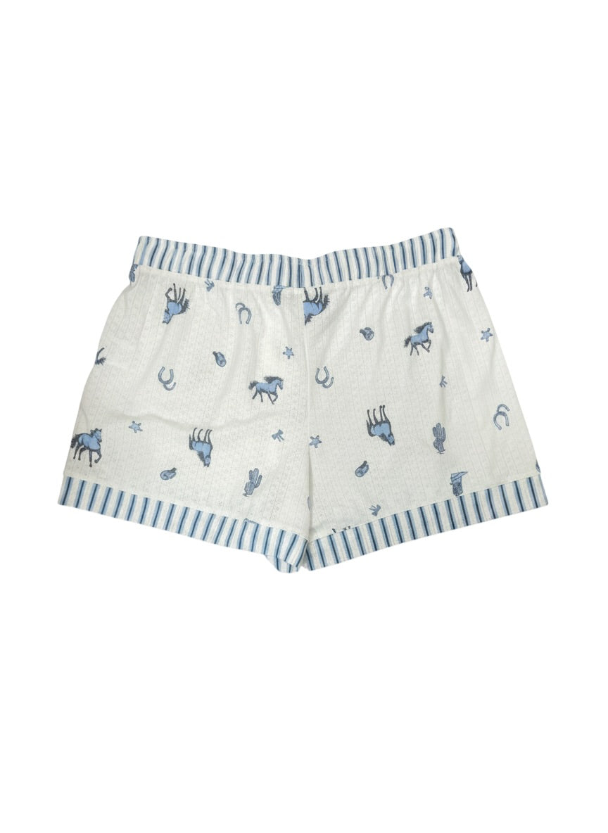 Como Sleep Super Soft Pajama Bottoms Shorts Western Themes Horses Cacti Size L