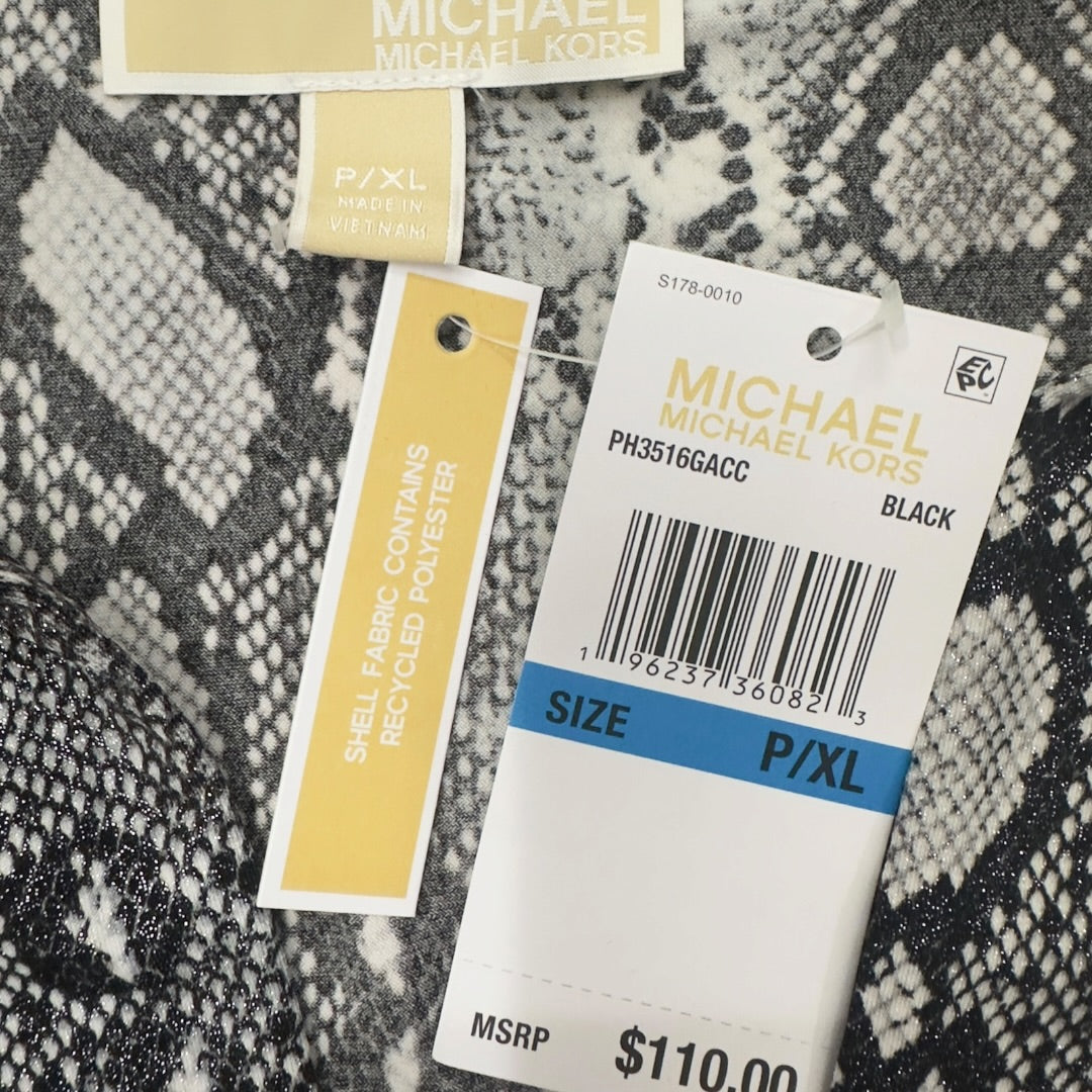 Michael Kors Matte Jersey Snake Print Point Collar V-Neck Front Twist $110 P/XL