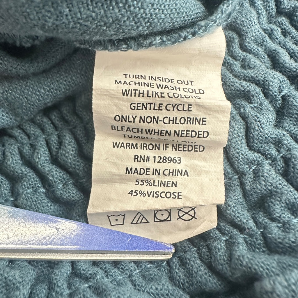Indigo Rein Women's Linen Lounge Pants Teal Blue Wide Leg Size XL