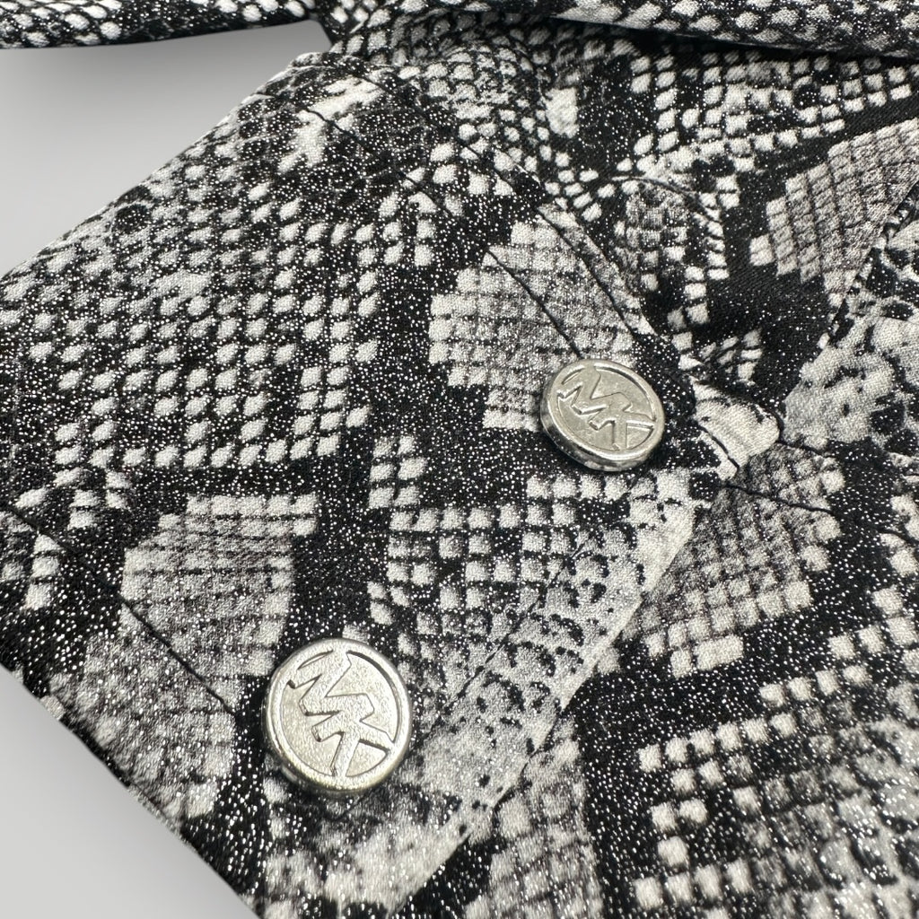 Michael Kors Matte Jersey Snake Print Point Collar V-Neck Front Twist $110 P/XL