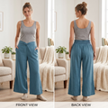 Indigo Rein Women's Linen Lounge Pants Teal Blue Wide Leg Size XL