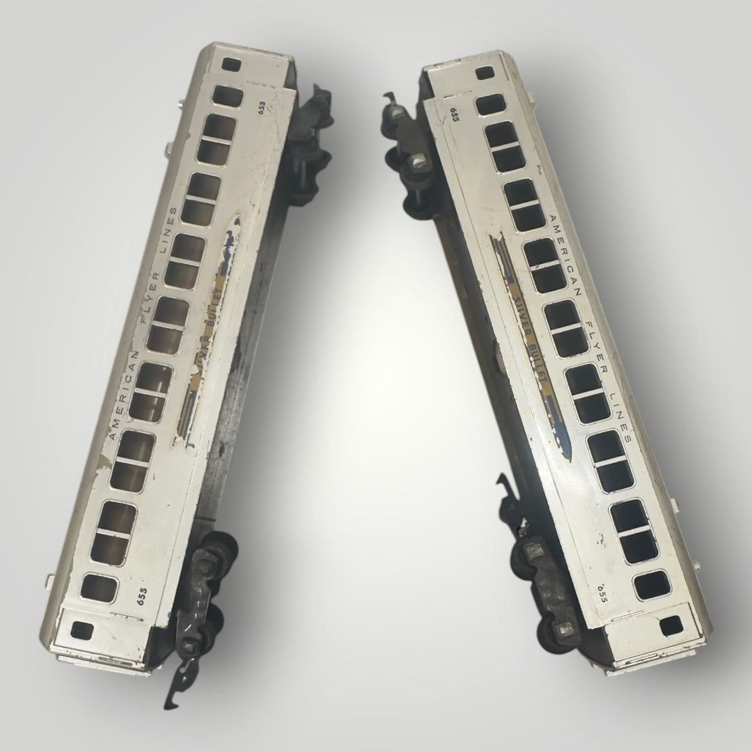 American Flyer  S Gauge 356 Silver Bullet Train & 655 Passenger Cars Set